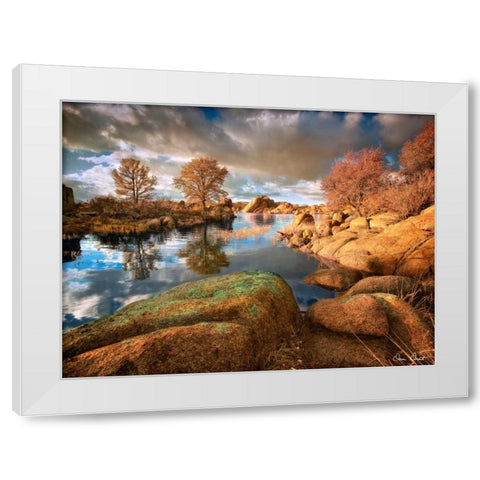 Rocky Lake I White Modern Wood Framed Art Print by Drost, David