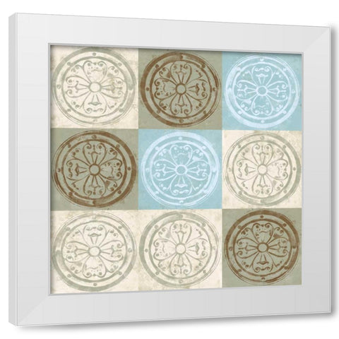 Blue Squared I White Modern Wood Framed Art Print by Saunders, Alonzo