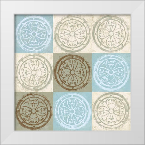 Blue Squared II White Modern Wood Framed Art Print by Saunders, Alonzo