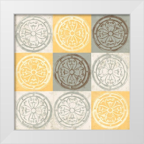 Yellow Squared II White Modern Wood Framed Art Print by Saunders, Alonzo