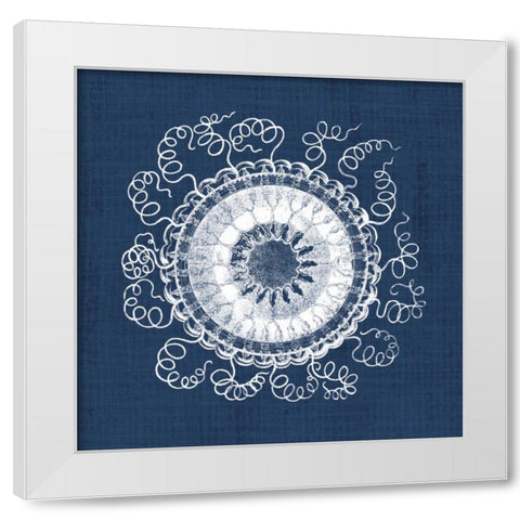 Sea Anemone on Indigo IV White Modern Wood Framed Art Print by Vision Studio