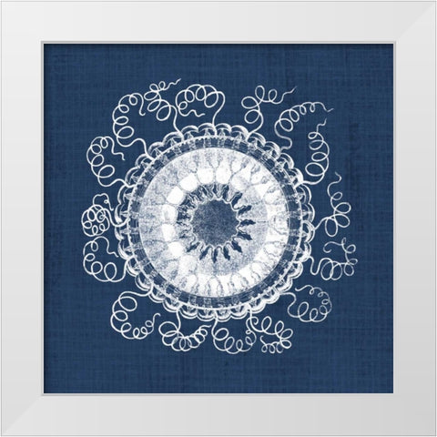 Sea Anemone on Indigo IV White Modern Wood Framed Art Print by Vision Studio