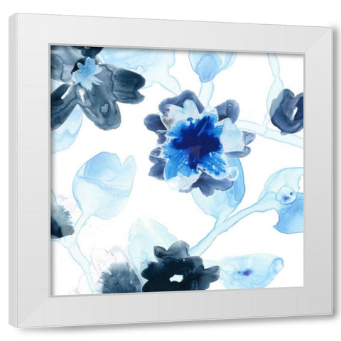 Blue Gossamer Garden I White Modern Wood Framed Art Print by Vess, June Erica
