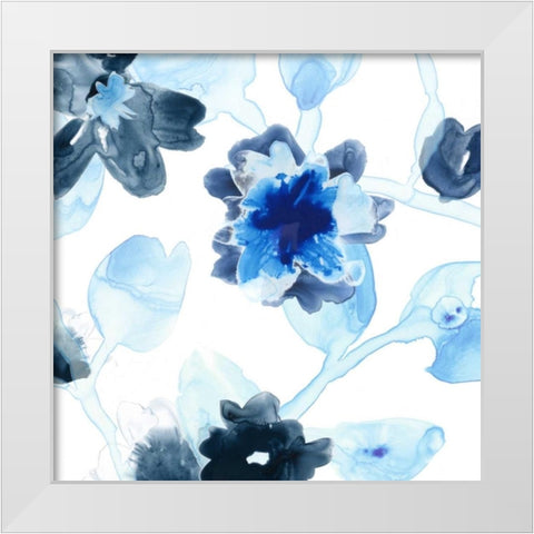Blue Gossamer Garden I White Modern Wood Framed Art Print by Vess, June Erica