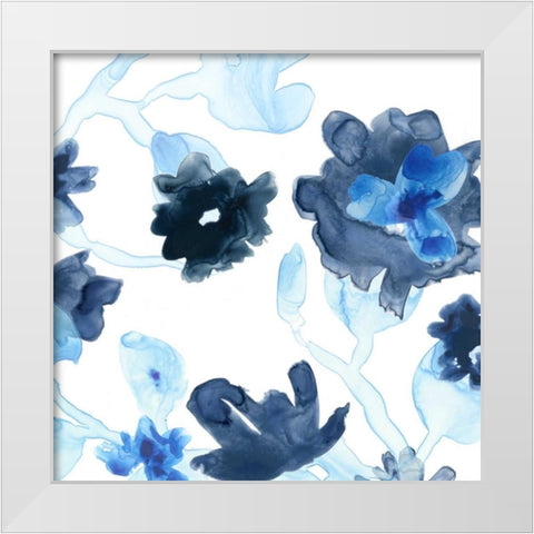 Blue Gossamer Garden III White Modern Wood Framed Art Print by Vess, June Erica