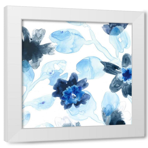 Blue Gossamer Garden IV White Modern Wood Framed Art Print by Vess, June Erica