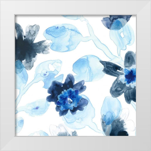 Blue Gossamer Garden IV White Modern Wood Framed Art Print by Vess, June Erica