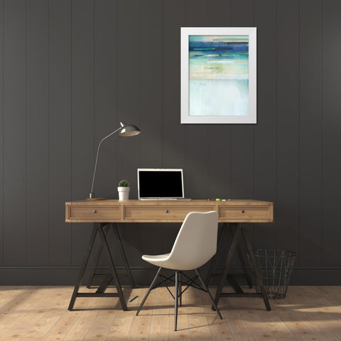 Blue Lapis Waterfall II White Modern Wood Framed Art Print by Jerry, Alison