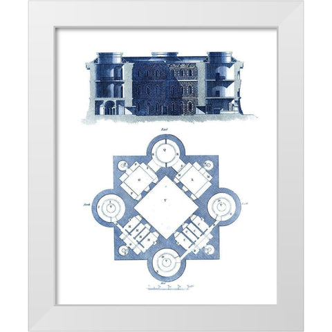 Custom Architectural Blueprint II White Modern Wood Framed Art Print by George, Andrew Cook