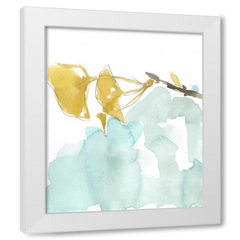 Ginkgo on Dusty Teal I White Modern Wood Framed Art Print by Goldberger, Jennifer
