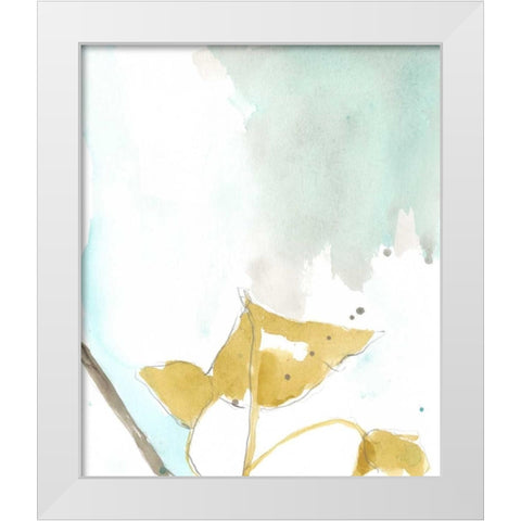 Ginkgo on Dusty Teal III White Modern Wood Framed Art Print by Goldberger, Jennifer