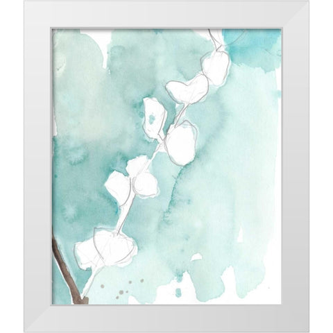 Ginkgo on Dusty Teal V White Modern Wood Framed Art Print by Goldberger, Jennifer