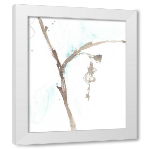Ginkgo on Dusty Teal VIII White Modern Wood Framed Art Print by Goldberger, Jennifer