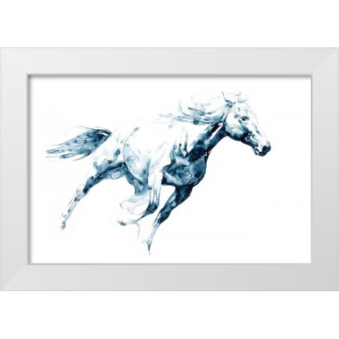 Sapphire Gallop I White Modern Wood Framed Art Print by Chapman, Julie T.