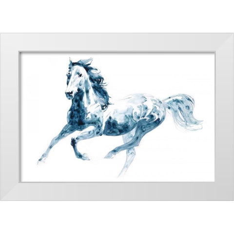 Sapphire Gallop II White Modern Wood Framed Art Print by Chapman, Julie T.
