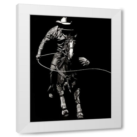 Scratchboard Rodeo VIII White Modern Wood Framed Art Print by Chapman, Julie T.