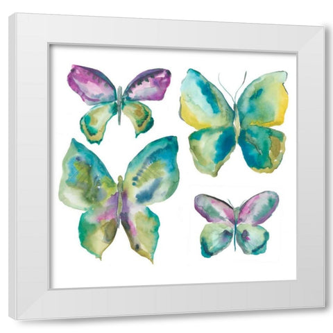 Jeweled Butterflies I White Modern Wood Framed Art Print by Zarris, Chariklia