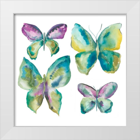 Jeweled Butterflies I White Modern Wood Framed Art Print by Zarris, Chariklia