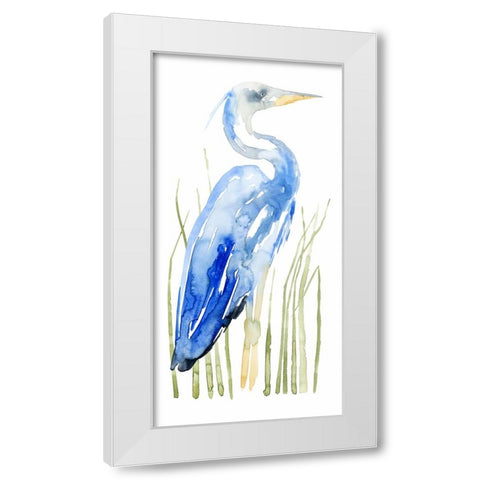Blue Watercolor Heron II White Modern Wood Framed Art Print by Popp, Grace