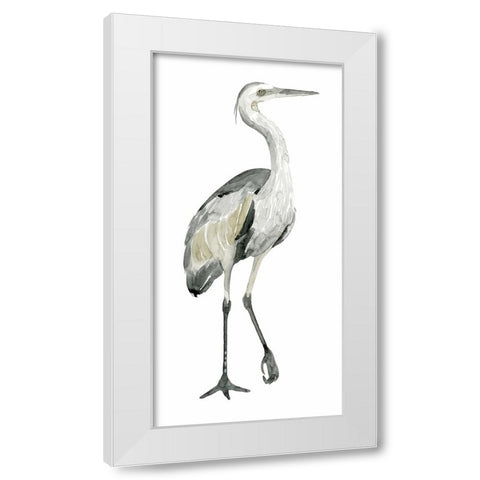 Grey Watercolor Heron I White Modern Wood Framed Art Print by Popp, Grace