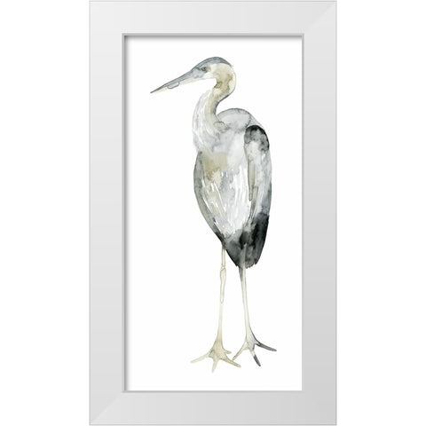 Grey Watercolor Heron II White Modern Wood Framed Art Print by Popp, Grace