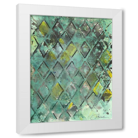 Lattice in Green II White Modern Wood Framed Art Print by Combs, Joyce