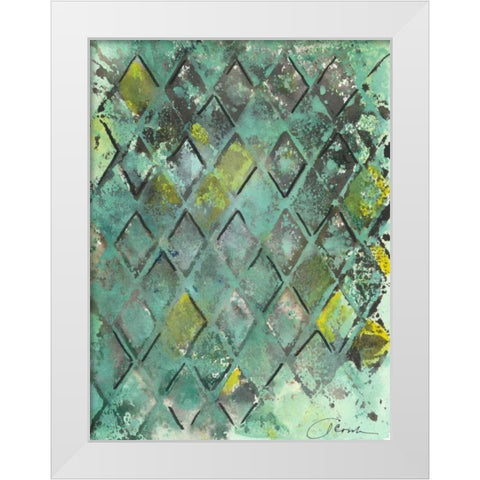 Lattice in Green II White Modern Wood Framed Art Print by Combs, Joyce