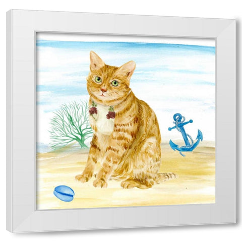 Summer Purr Party IV White Modern Wood Framed Art Print by Wang, Melissa