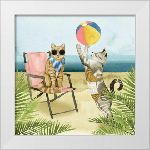 Coastal Kitties I White Modern Wood Framed Art Print by Popp, Grace