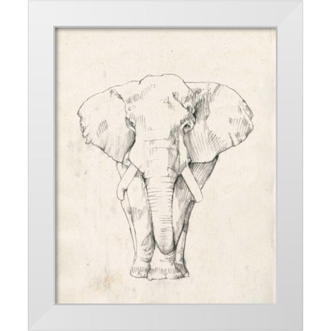 Elephant Portrait I White Modern Wood Framed Art Print by Goldberger, Jennifer