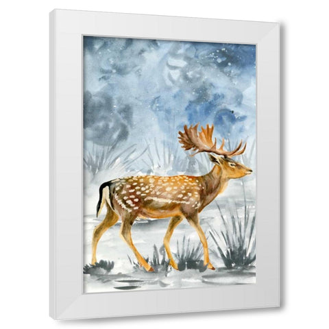 Snowy Night I White Modern Wood Framed Art Print by Wang, Melissa