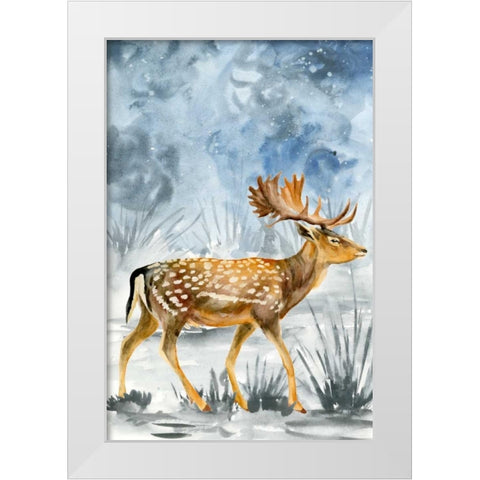 Snowy Night I White Modern Wood Framed Art Print by Wang, Melissa