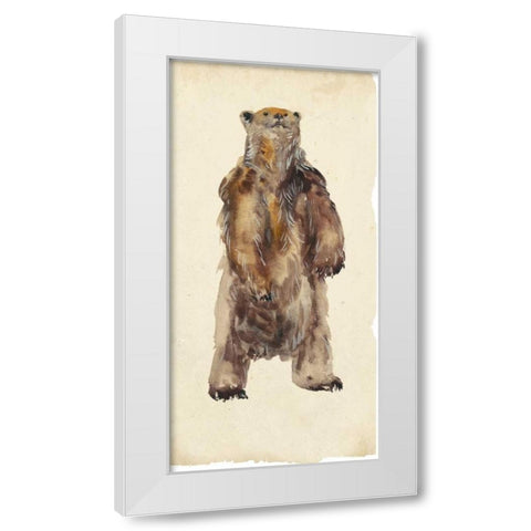 Brown Bear Stare I White Modern Wood Framed Art Print by Wang, Melissa