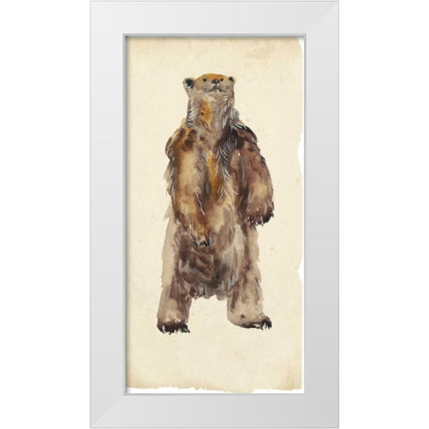 Brown Bear Stare I White Modern Wood Framed Art Print by Wang, Melissa