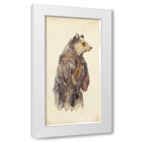 Brown Bear Stare II White Modern Wood Framed Art Print by Wang, Melissa