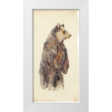 Brown Bear Stare II White Modern Wood Framed Art Print by Wang, Melissa