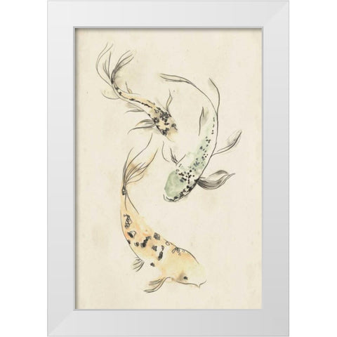 Koi Dance II White Modern Wood Framed Art Print by Vess, June Erica