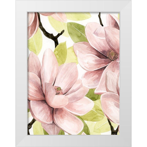 Blush Magnolia I White Modern Wood Framed Art Print by Popp, Grace
