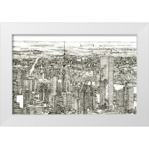 Skyline Sketch I White Modern Wood Framed Art Print by Wang, Melissa