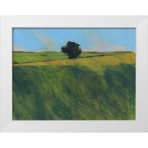 Lone Hedgerow Tree White Modern Wood Framed Art Print by Bailey, Paul