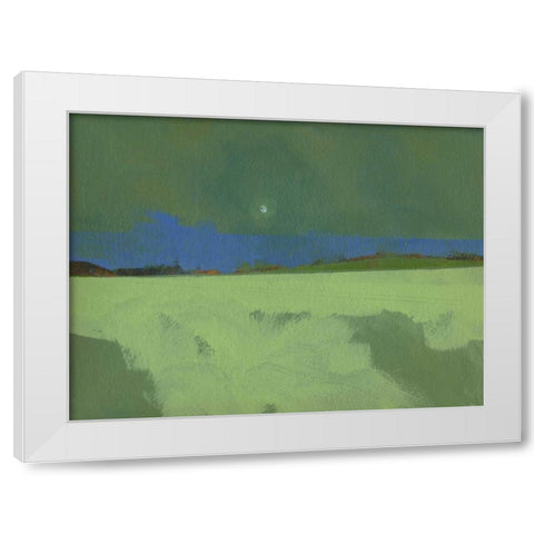 Green Moon Rising White Modern Wood Framed Art Print by Bailey, Paul