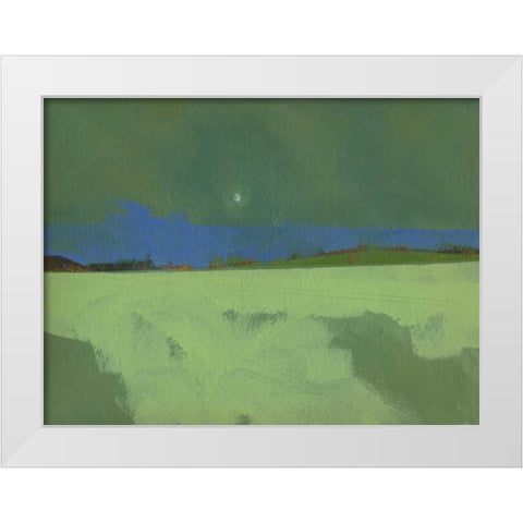Green Moon Rising White Modern Wood Framed Art Print by Bailey, Paul