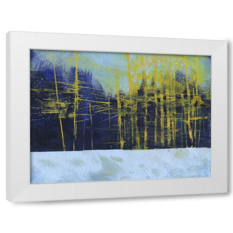 Golden Winter Pines White Modern Wood Framed Art Print by Bailey, Paul