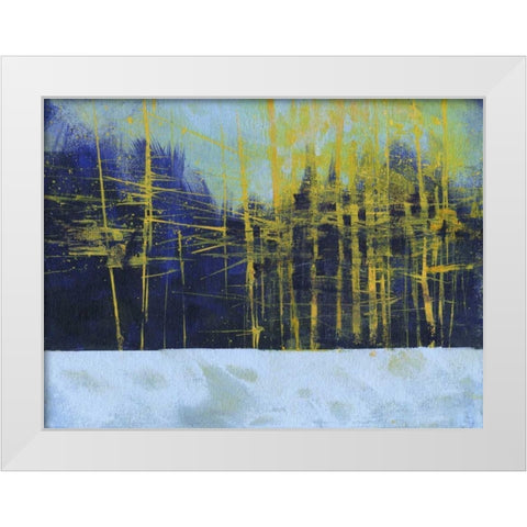 Golden Winter Pines White Modern Wood Framed Art Print by Bailey, Paul