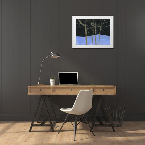 Four Trees and the Moon II White Modern Wood Framed Art Print by Bailey, Paul