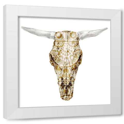 Day of the Dead Skull Mount VIII White Modern Wood Framed Art Print by Studio W