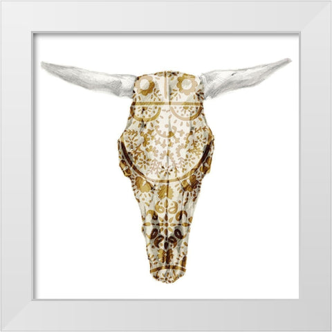Day of the Dead Skull Mount VIII White Modern Wood Framed Art Print by Studio W