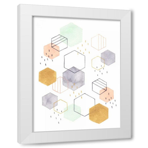 Hex Scatter I White Modern Wood Framed Art Print by McClure, Gabrielle