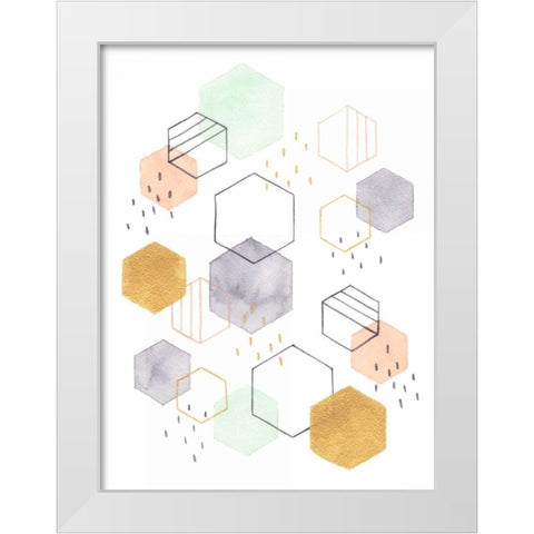Hex Scatter I White Modern Wood Framed Art Print by McClure, Gabrielle