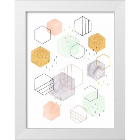 Hex Scatter II White Modern Wood Framed Art Print by McClure, Gabrielle